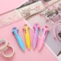 Cute mini 4-color ballpoint pen with rainbow cloud topper, colorful writing pen for students. - Little Rainbow Series