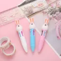 Cute mini 4-color ballpoint pen, lovely rabbit design, multi-color press pen for school. - White Rabbit Series