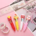 Cute cartoon 4-color ballpoint pen, mini multi-color press pen for student journal writing. - Fast Food Series