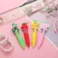 Cute cartoon 4-color ballpoint pens set with cute fruit designs for students and journaling. - Emoji Fruit Series