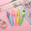 Cute mini 4-color ballpoint pen, adorable animal cartoon design, smooth writing for school. - Mole Series