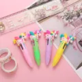 Cute cartoon unicorn 4-color ballpoint pen set, portable multi-color push pens for student notes. - Pegasus Series