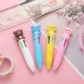 Cute Cartoon 4-Color Ballpoint Pen Multi-Color Cute Push Pen Student Writing Stationery - Bear Series