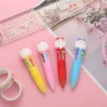 Cute mini 4-color ballpoint pen with cartoon animal topper, multi-color click pen for students. - Hamster Series