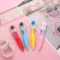 Cute mini 4-color ballpoint pen, cartoon astronaut press multi-color pen for student journal. - Short-legged Astronaut Series