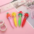 Cute cartoon mini 4-color ballpoint pen set, sweet student multi-color press writing pens. - Vegetable Baby Series