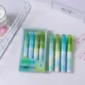 Gradient highlighter set, 4-pack single head aesthetic markers for student writing, cute office stationery. - Breeze Comes - 4 Pcs