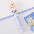 Cute cartoon 10-color ballpoint pen, press-type multicolored pen for students journaling writing. - Bread