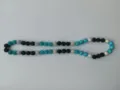 Detailed view of 10mm Shamballa crystal disco ball beads in turquoise, black and silver - 128 / Approx. 44 Beads, Approx. 51cm (20 Inches)
