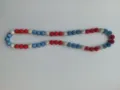 Detailed view of red, white, and blue rhinestone disco ball beads on a Shamballa necklace. - 131 / Approx. 44 Beads, Approx. 51cm (20 Inches)