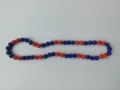 Detailed view of 10mm blue and orange rhinestone disco ball shamballa necklace - 132 / Approx. 44 Beads, Approx. 51cm (20 Inches)