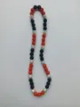 Detailed close-up of red, black and white 10mm Shamballa rhinestone bead necklace - 122 / Approx. 44 Beads, Approx. 51cm (20 Inches)