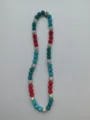 Macro view of 10mm red white and blue rhinestone clay Shamballa bead necklace detail - Bracelet / Red/Silver/Blue Pattern (111)