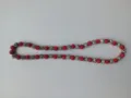 Detailed close-up of 10mm red and silver rhinestone clay beads on Shamballa string - Matching Color Bracelet (Approx. 19cm, 20 Beads) / Multicolor(117)