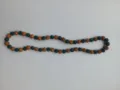 Detail of 10mm green and orange clay drill ball elastic Shambhala beaded necklace. - 112 / Approx. 44 Beads, Approx. 51cm (20 Inches)