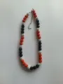 Detailed view of red, black and silver crystal rhinestone ball beaded fashion necklace. - Color Matched Bracelet (Approx 19cm, ~20 Beads, Elastic Line, No Clasp) / Red, Black and Silver (28)