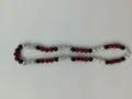 Close-up of red, black and white 10mm Shamballa style clay disco ball necklace - 134 / Approx. 44 Beads, Approx. 51cm (20 Inches)