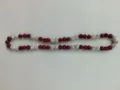 Red and white rhinestone Shamballa necklace featuring 10mm crystal pavé clay beads - 136 / Approx. 44 Beads, Approx. 51cm (20 Inches)