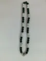 High detail view of 10mm green and silver AB pave clay disco ball bead necklace jewelry - Dark Green and Silver