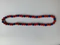 Close-up detail of 10mm red and blue rhinestone clay bead Shamballa necklace beads. - 123 / Approx. 44 Beads, Approx. 51cm (20 Inches)