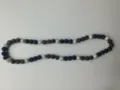 Close-up detail shot of 10mm dark blue and silver pave bead Shambhala necklace set - 125 / Approx. 44 Beads, Approx. 51cm (20 Inches)