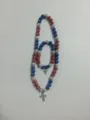 Red white blue Shamballa bead necklace bracelet jewelry set with crystal cross pendant. - 170 / Matching Color Bracelet (Approx. 19cm, 20 Beads)
