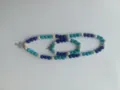 Blue and silver 10mm Shambhala rhinestone clay bead necklace and bracelet jewelry set - 163 / Matching Color Bracelet (Approx. 19cm, 20 Beads)