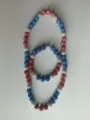 10mm rhinestone clay bead Shamballa necklace and bracelet set in red white and blue - 152 / Matching Color Bracelet (Approx. 19cm, 20 Beads)