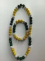 10mm green yellow and silver Shamballa rhinestone bead necklace and bracelet jewelry set - Matching Color Bracelet (Approx. 19cm, 20 Beads) / 158