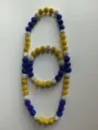 Blue and gold Shamballa rhinestone bead necklace and bracelet jewelry set for men - Matching Color Bracelet (Approx. 19cm, 20 Beads) / 155
