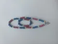 10mm blue and pink AB clay pave bead Shamballa necklace and bracelet set with cross pendants - 159 / Matching Color Bracelet (Approx. 19cm, 20 Beads)