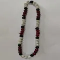 Detailed view of a 12mm Shamballa necklace with red, black, and white rhinestone beads - 175 / Approx. 44 Beads, Approx. 51cm (20 Inches)