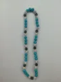 Close-up of Shamballa necklace featuring teal, silver, and black sparkling rhinestone beads - 177 / Approx. 44 Beads, Approx. 51cm (20 Inches)