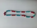 Detailed view of red blue and white rhinestone encrusted clay ball beads necklace - 196 / Approx. 44 Beads, Approx. 51cm (20 Inches)