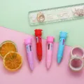 4-Color Retractable Ballpoint Pen Cute Rose Design Multi-Color Mini Student Pen 1Pcs - Rose Flower Series