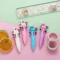 Cute unicorn 4-color ballpoint pen set, mini press multi-color student stationery. - Mane Unicorn Series