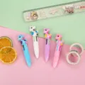 Cute mini 4-color ballpoint pen with cartoon giraffe design, perfect for school students. - Deer Series