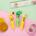 Cute cartoon multi-color retractable ballpoint pen set, vibrant ink for student creative journaling. - Cute Monkey Chicken Series