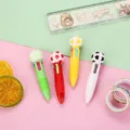 Cute mini 4-color ballpoint pen, cartoon football topper multi-color press pen for student note-taking. - Soccer Series