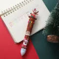 Christmas 10-color multi-color retractable ballpoint pen with cute cartoon reindeer topper. - Christmas Reindeer / 1 Piece/Pack