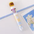 Creative cartoon 10-color ballpoint pen, cute multi-color press pen for student journaling and writing. - Hamburger