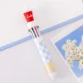 Creative cartoon 10-color ballpoint pen with cola cup top, multi-color press pen for journaling. - Cola