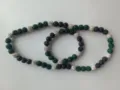 10mm dark green and black pavé disco ball rhinestone bead necklace and bracelet set - Matching Color Bracelet (Approx. 19cm, 20 Beads) / 150