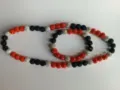 Detail view of 10mm red white and black shamballa bead necklace and bracelet set - Matching Color Bracelet (Approx. 19cm, 20 Beads) / 154
