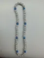 Detail view of Shamballa necklace featuring blue and white rhinestone clay beads. - 180 / Approx. 44 Beads, Approx. 51cm (20 Inches)
