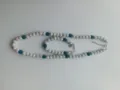 10mm blue and white rhinestone Shamballa bead necklace and bracelet jewelry set - 173 / Matching Color Bracelet (Approx. 19cm, 20 Beads)