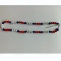 Red white blue Shamballa rhinestone ball necklace with extension chain and lobster clasp. - Elastic Bracelet (10) / Bracelet Approx 19cm / Red, White and Blue (Style 10)