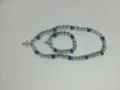 Detailed view of 10mm AB disco ball shamballa jewelry set with a silver cross pendant - 169 / Matching Color Bracelet (Approx. 19cm, 20 Beads)