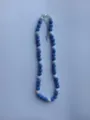 Blue rhinestone shamballa bead necklace with lobster clasp and extension chain for women. - Blue and White Shamballa Rhinestone Ball Style (13) / Necklace approx 16 inches (approx 40cm) / Blue & White