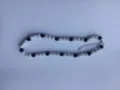 Detail shot of black and white rhinestone pave shamballa balls necklace with chain. - Color Matched Bracelet (Approx 19cm, ~20 Beads, Elastic Line, No Clasp) / Black and White
